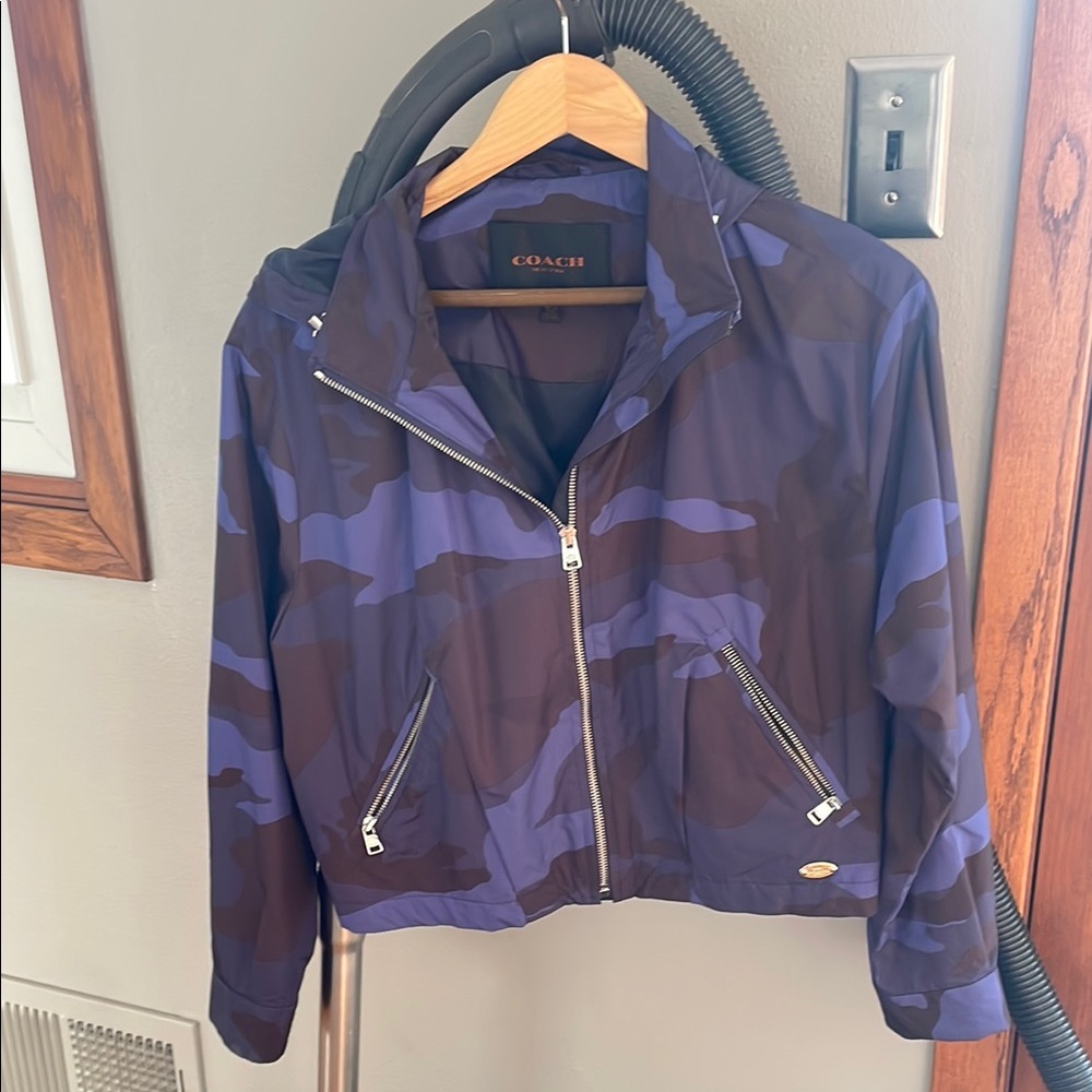 Coach Blue Bomber Jacket Modern Sporty Style